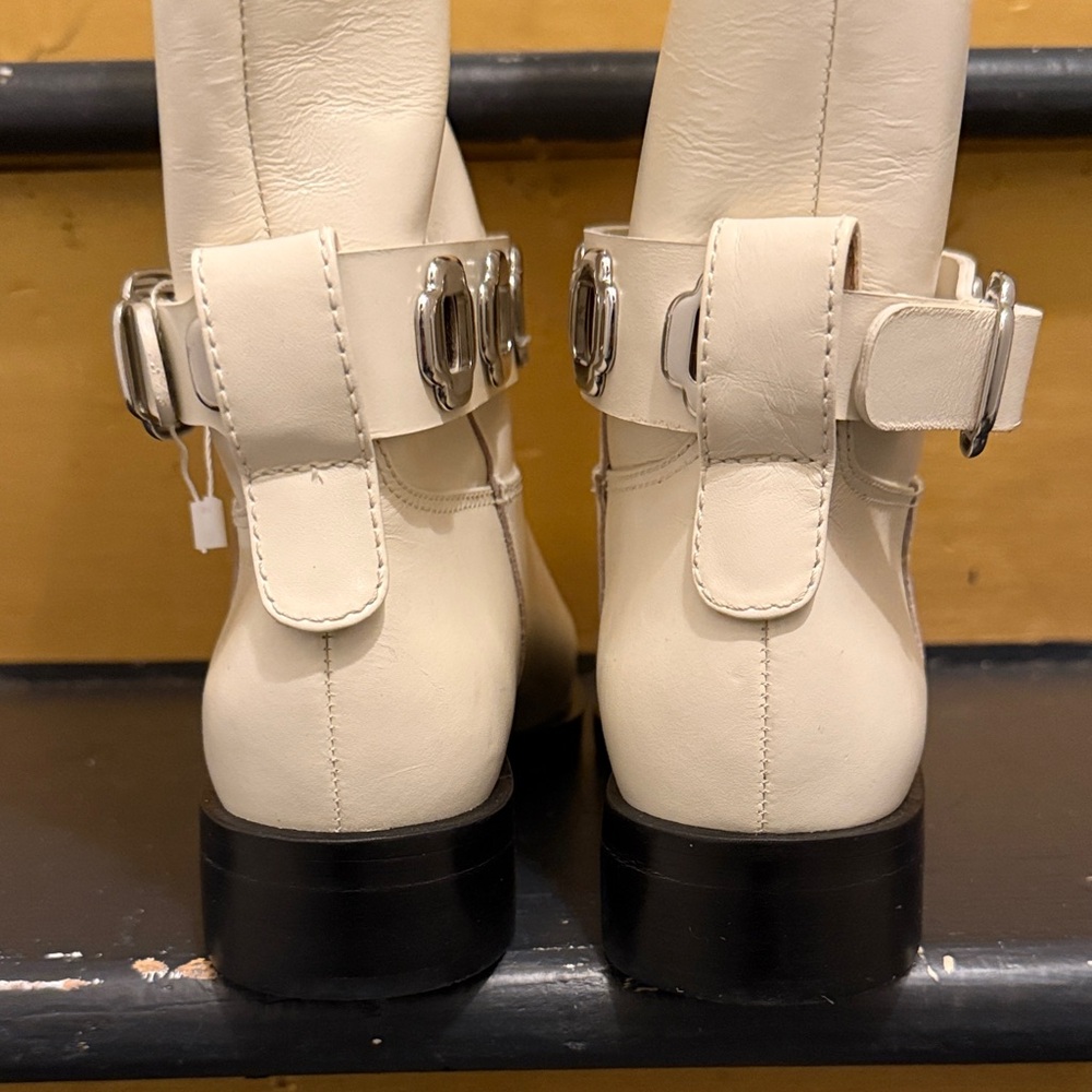 Larroude Cream Heeled Boots - Picture 6 of 16